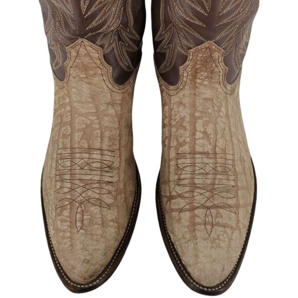 Nocona Cape Buffalo Cowboy Boots Mens size 10D Brown Tan Exotic Leather Western - Picture 2 of 16